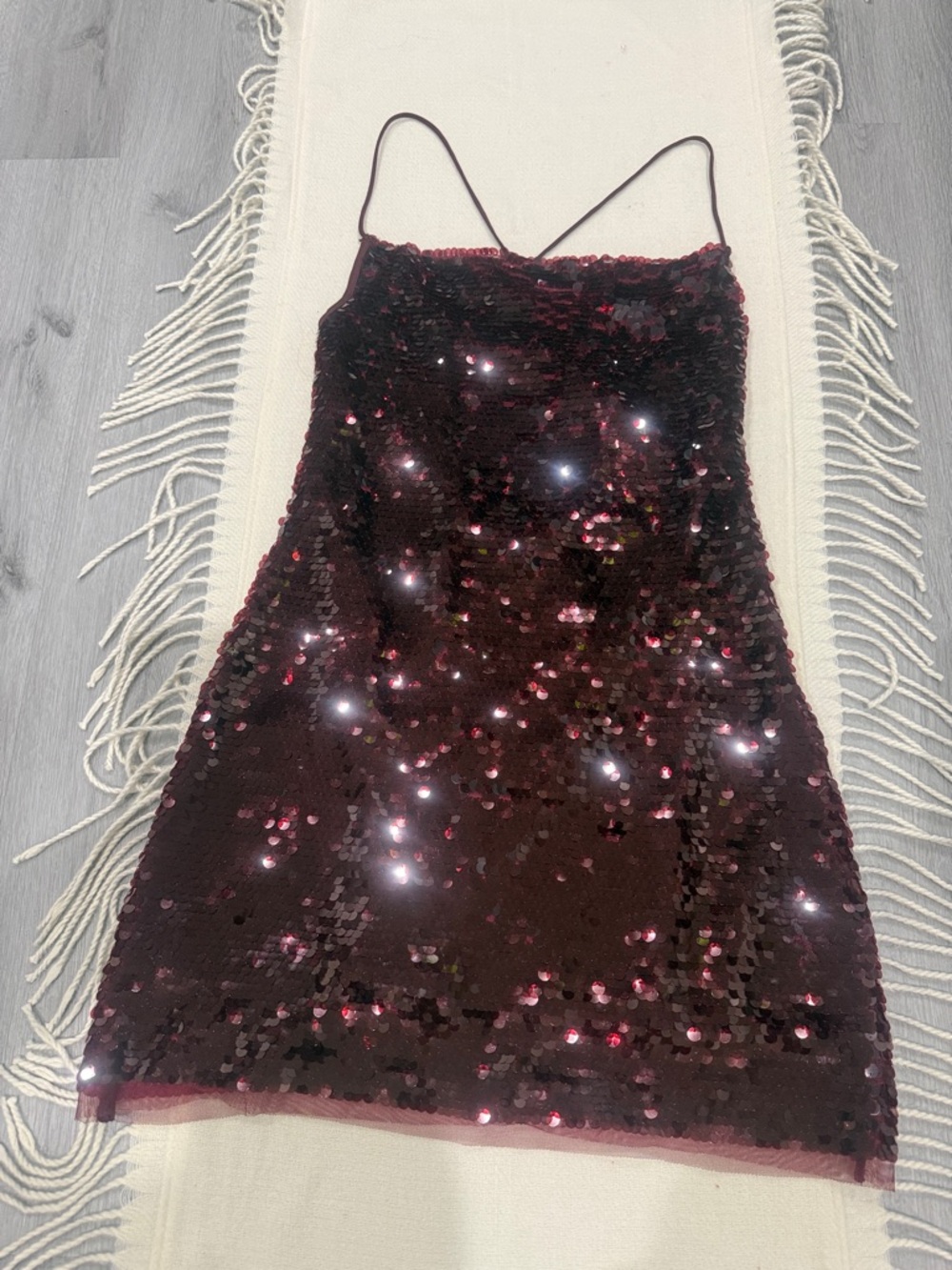 wild fable Burgundy Sequin Slip Dress
